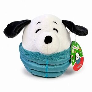 Peanuts Snoopy Squishmallows 8" Plush Winter Blue Puffer Jacket Christmas NWT